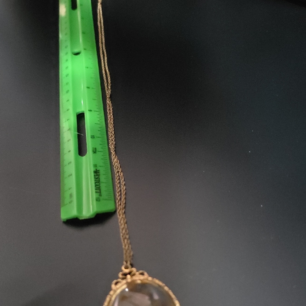 1928 Victorian Revival Transparent Roses Floral Pendant Necklace - Picture 14 of 14